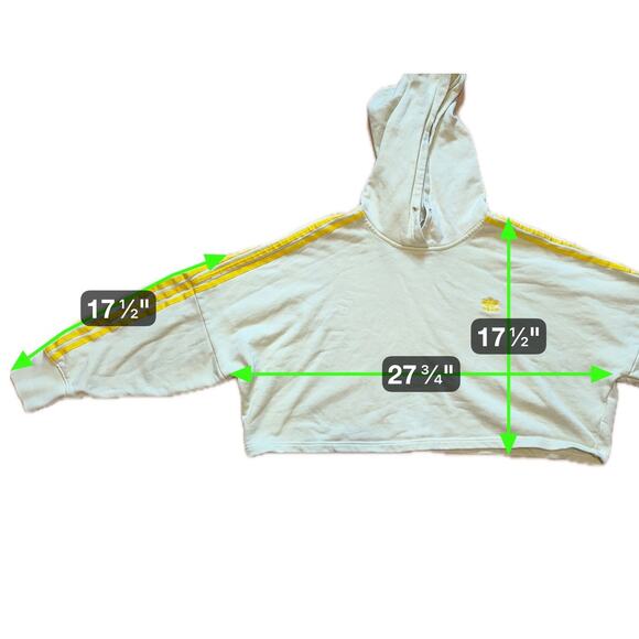 Adidas Originals Cropped Hoodie L Pastel Yellow 3-Stripes - Picture 7 of 7